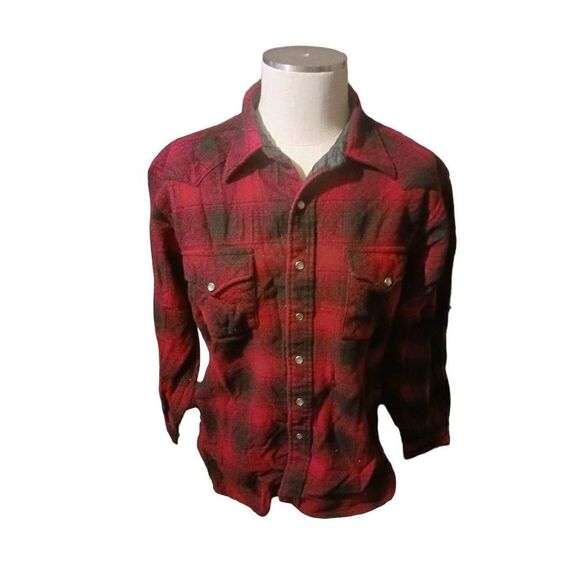 Vintage Pendleton wool Plaid long sleeve pearl snap - Picture 1 of 3